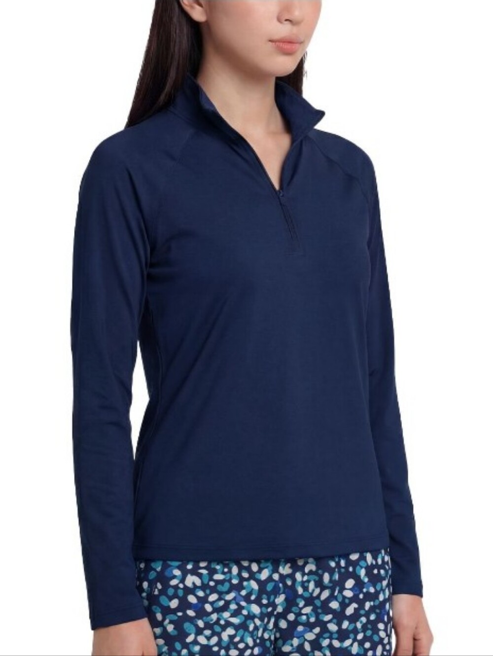 Lands End UPF Rashguard Quarter Zip Women's Navy NWT